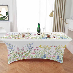 Lofaris Garden Colorful Blossom Flowers Stretch Table Cover