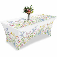 Lofaris Garden Colorful Blossom Flowers Stretch Table Cover