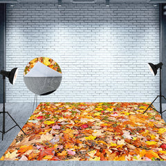 Lofaris Garden Grass Autumn Maple Leaf Fabric Floor Backdrop