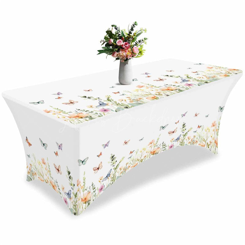 Lofaris Garden Watercolor Blossom Flower Stretch Table Cover