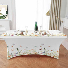 Lofaris Garden Watercolor Blossom Flower Stretch Table Cover