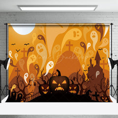 Lofaris Ghostly Cemetery Pumpkins Haunted Halloween Backdrop