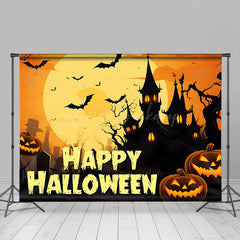 Lofaris Giant Moon Castle Pumpkin Happy Halloween Backdrop