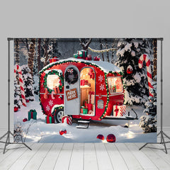 Lofaris Gift Candy Canes Camping Red Christmas Backdrop