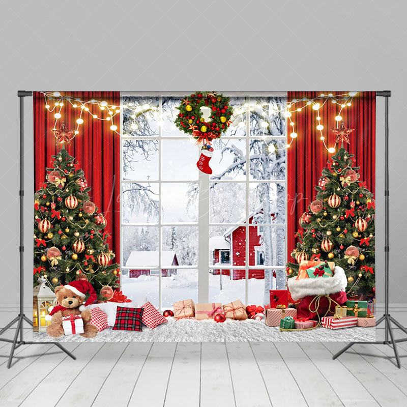 Lofaris Gifts Natural Winter Scene Window Christmas Backdrop