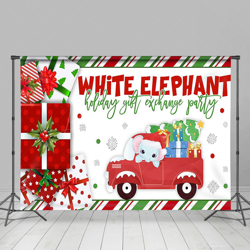 Lofaris Gifts Red Car White Elephant Gift Exchange Backdrop