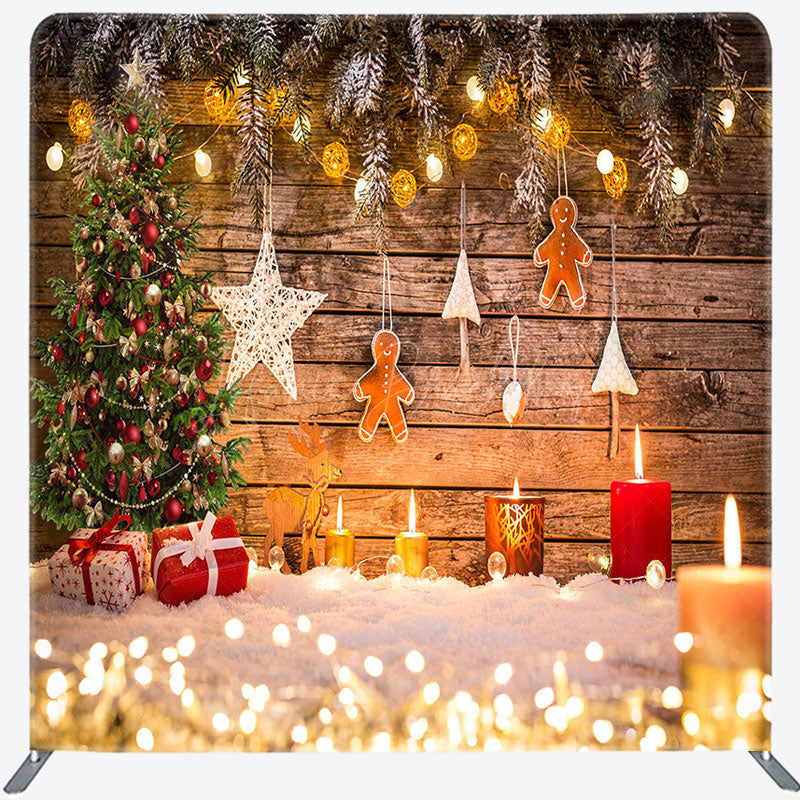 Lofaris Gingerbread Candles Christmas Pillow Case Backdrop