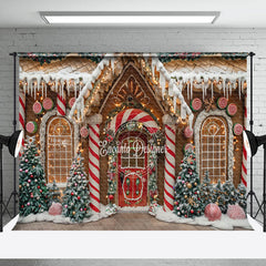 Lofaris Gingerbread House Candy Cane Xmas Photo Backdrop