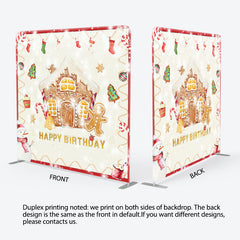 Lofaris Gingerbread House Candy Socks Xmas Square Backdrop