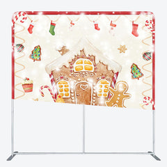 Lofaris Gingerbread House Candy Socks Xmas Square Backdrop