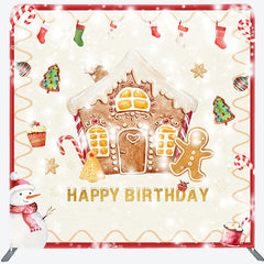 Lofaris Gingerbread House Candy Socks Xmas Square Backdrop