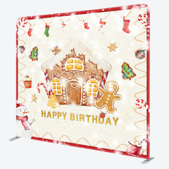 Lofaris Gingerbread House Candy Socks Xmas Square Backdrop