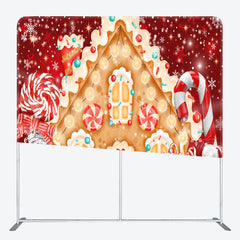 Lofaris Gingerbread House Christmas Tension Fabric Backdrop