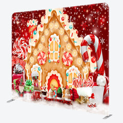 Lofaris Gingerbread House Christmas Tension Fabric Backdrop