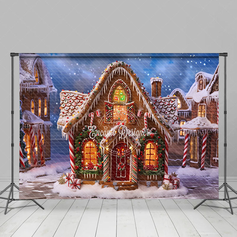 Lofaris Gingerbread House Colorful Candy Christmas Backdrop