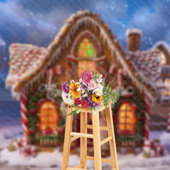 Lofaris Gingerbread House Colorful Candy Christmas Backdrop