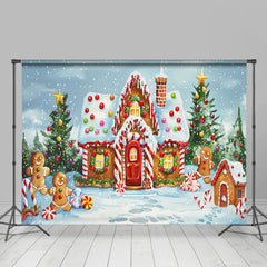 Lofaris Gingerbread House Doll Snow Field Christmas Backdrop