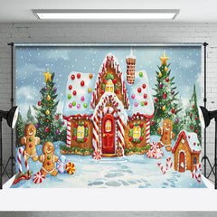 Lofaris Gingerbread House Doll Snow Field Christmas Backdrop