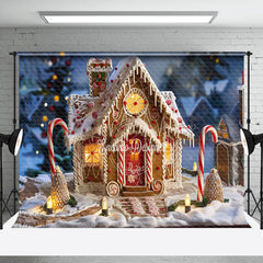 Lofaris Gingerbread House Red Candy Christmas Backdrop