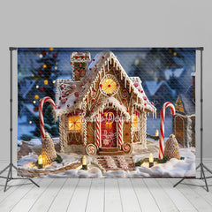 Lofaris Gingerbread House Red Candy Christmas Backdrop