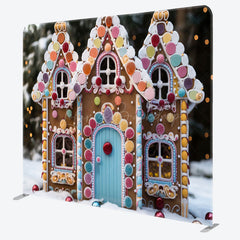 Lofaris Gingerbread House Snow Christmas Pillow Case Backdrop