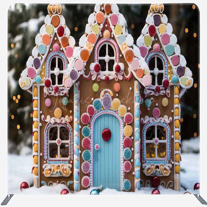 Lofaris Gingerbread House Snow Christmas Pillow Case Backdrop