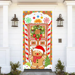 Lofaris Gingerbread House Snowman Candy Christmas Door Cover