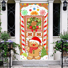 Lofaris Gingerbread House Snowman Candy Christmas Door Cover