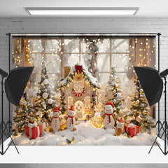 Lofaris Gingerbread House Snowman Led Light Xmas Backdrop