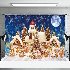 Lofaris Gingerbread House Snowy Night Christmas Backdrop