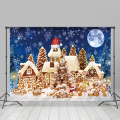 Lofaris Gingerbread House Snowy Night Christmas Backdrop