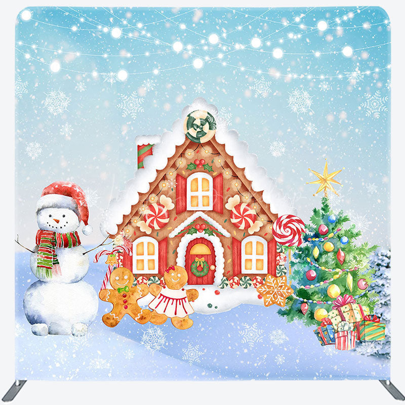 Lofaris Gingerbread House Winter Double-Sided Square Backdrop