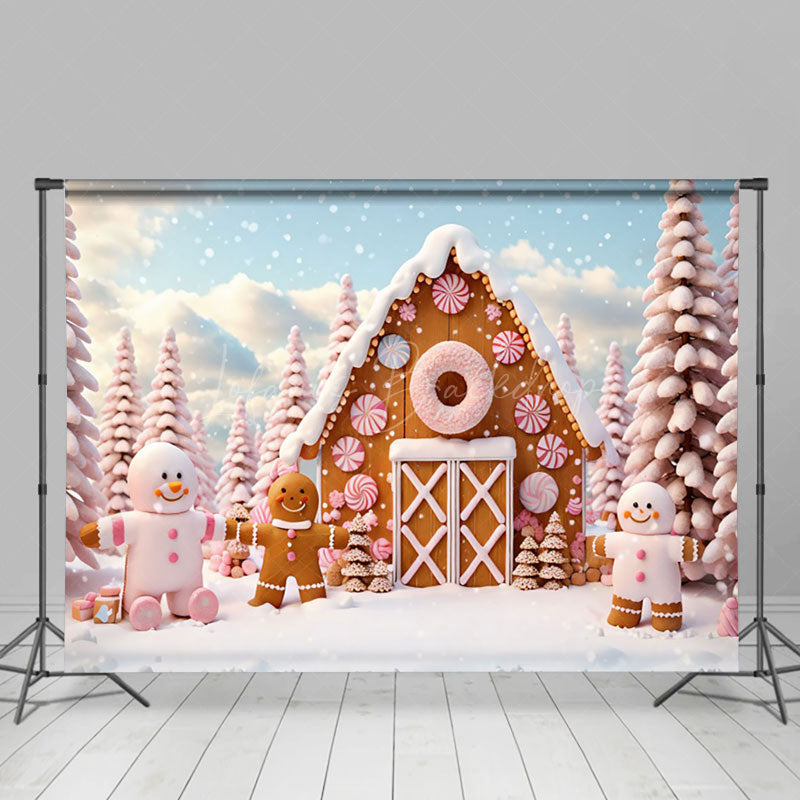 Lofaris Gingerbread Men House Sweet Candy Christmas Backdrop