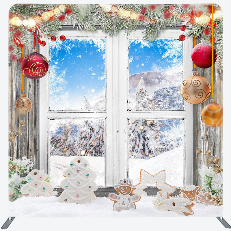 Lofaris Gingerbread Pine Window Christmas Pillow Case Backdrop