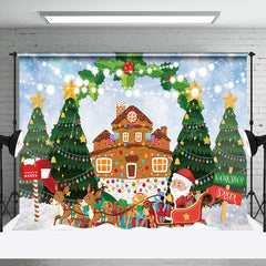 Lofaris Gingerbread Santa Gifts Sending Christmas Backdrop