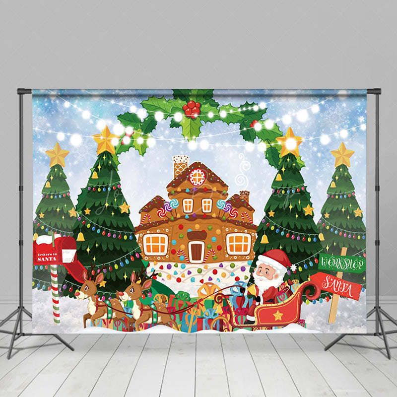 Lofaris Gingerbread Santa Gifts Sending Christmas Backdrop