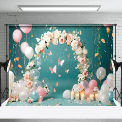 Lofaris Girl Flowers Balloons Cake Smash Photography Backdrop