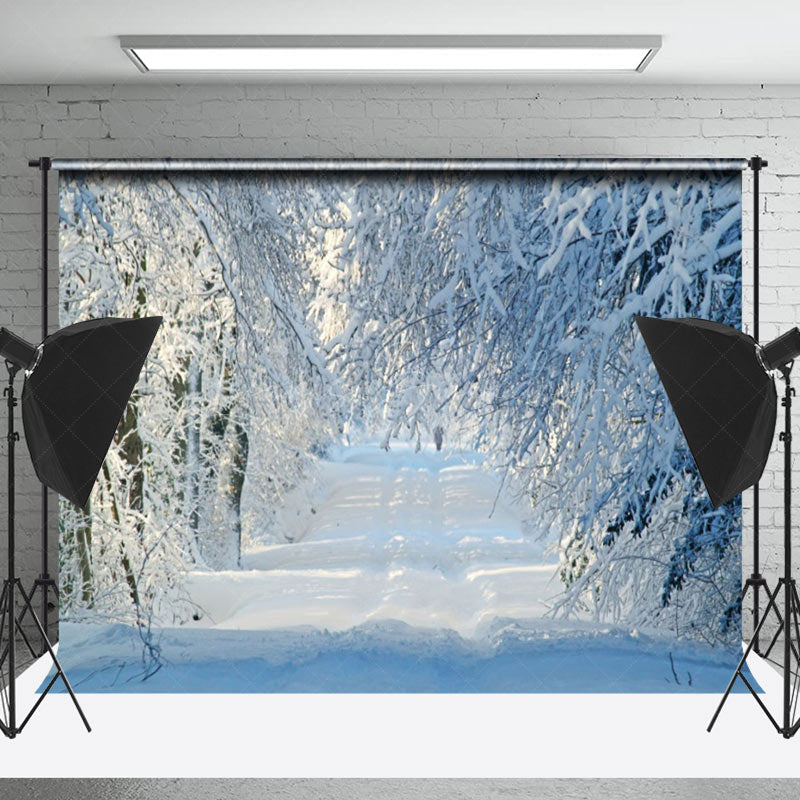 Lofaris Glistening Winter Cool Forest Scenery Photo Backdrop