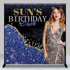 Lofaris Glitter Blue Diamonds Custom Photo Birthday Backdrop