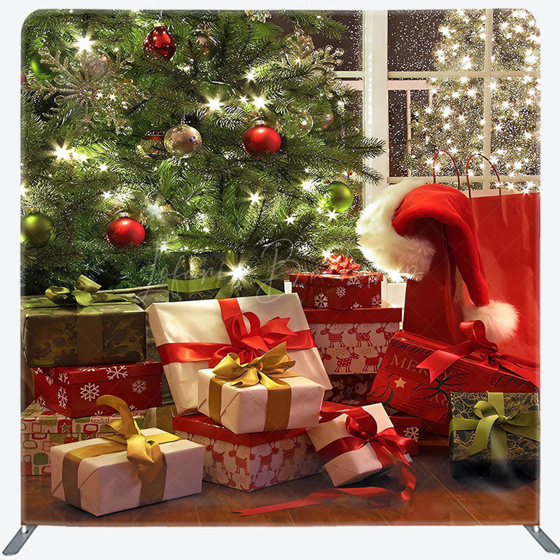 Lofaris Glitter Christmas Tree Gifts Pillow Case Backdrop