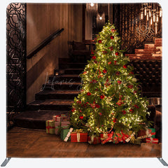 Lofaris Glitter Christmas Tree Stairs Pillow Case Backdrop