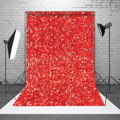 Lofaris Glitter Hot Red Silver Dots Twinkling Photo Backdrop