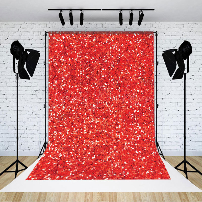 Lofaris Glitter Hot Red Silver Dots Twinkling Photo Backdrop