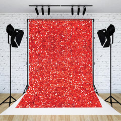 Lofaris Glitter Hot Red Silver Dots Twinkling Photo Backdrop