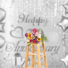 Lofaris Glitter Silver Star Balloon 30Th Anniversary Backdrop