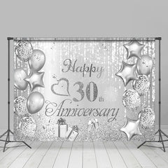 Lofaris Glitter Silver Star Balloon 30Th Anniversary Backdrop