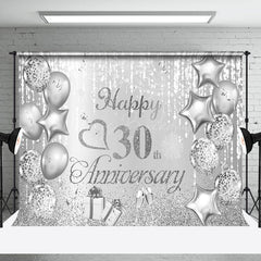 Lofaris Glitter Silver Star Balloon 30Th Anniversary Backdrop