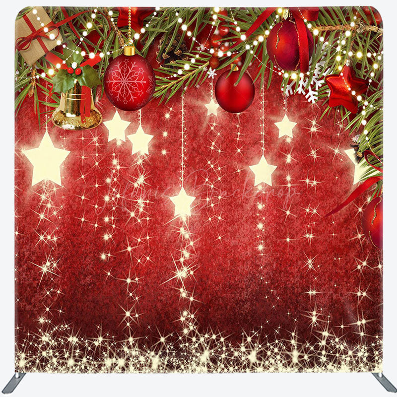 Lofaris Glitter Stars Jingle Bell Christmas Leaves Backdrop