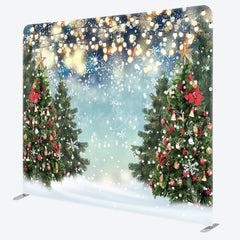 Lofaris Glitter Winter Christmas Trees Tension Fabric Backdrop