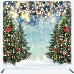 Lofaris Glitter Winter Christmas Trees Tension Fabric Backdrop